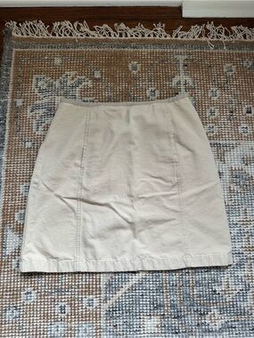 Ann Taylor Cream-Colored Structured Pencil Skirt